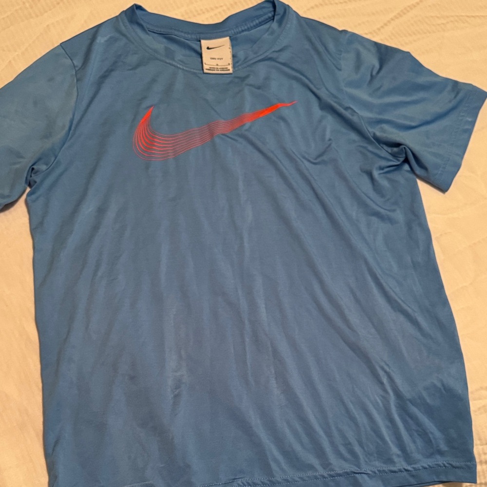 Nike Light Blue Tee with Orange Swoosh